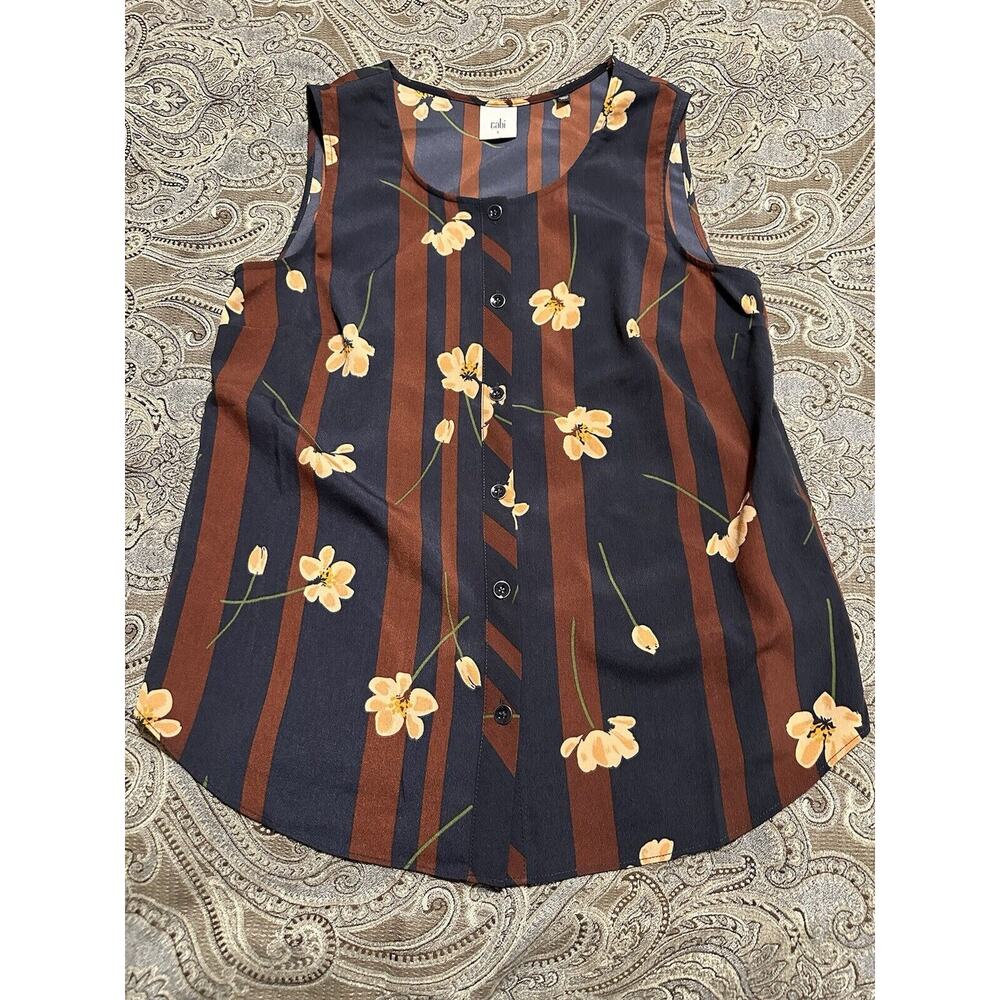 CAbi Style 3600 Scroll Sleeveless Top Woman Size Small